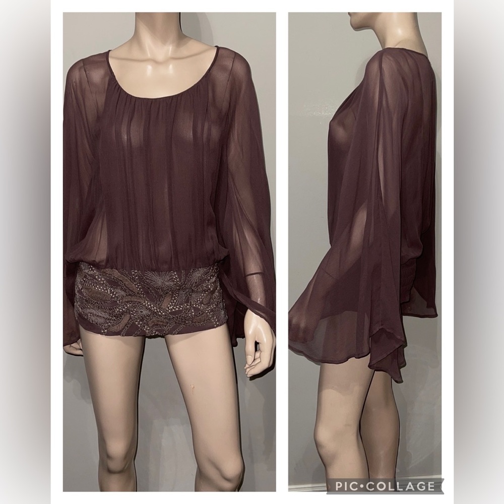 Saivana Silk Batwing Embroidered Blouse M